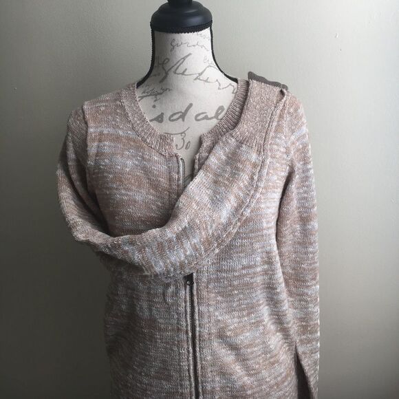 Free People Cream/Brown zip up sweater XS - Picture 2 of 5
